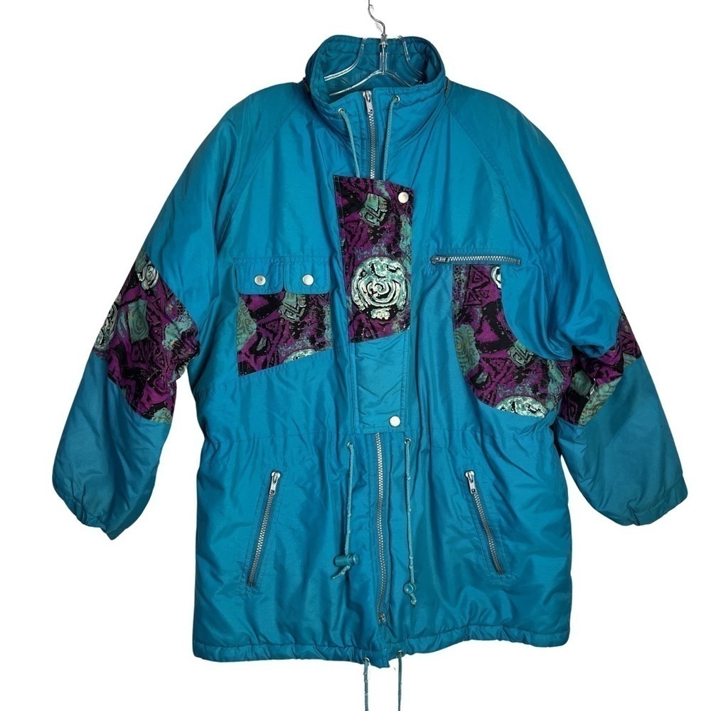 Vintage 80s 90s Snowboarding Jacket Mid Thigh Dolman Sleeve Winter Coat